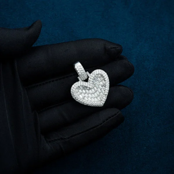 Moissanite Heart Pendant 14K Gold - Image 3