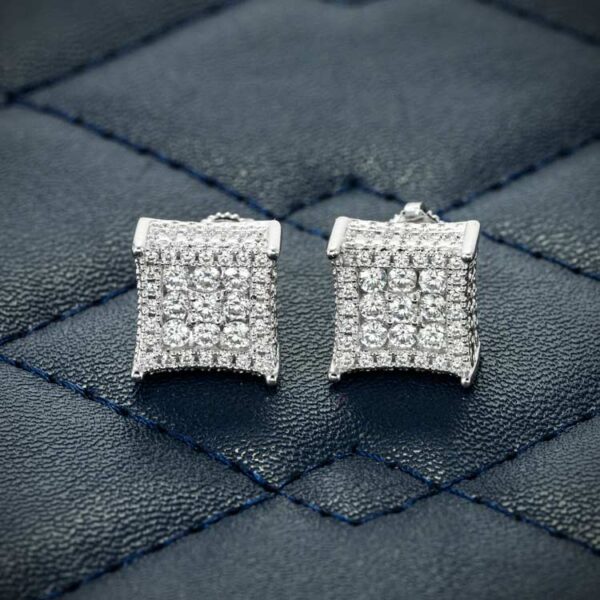 7MM Moissanite Square Stud Earrings 14K Gold