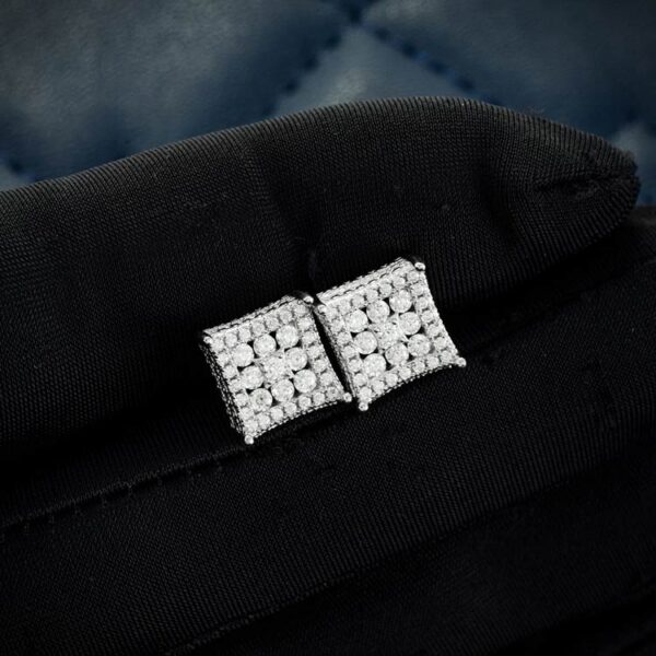 7MM Moissanite Square Stud Earrings 14K Gold - Image 2