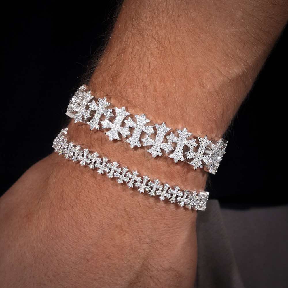 Moissanite Cross Link Bracelet 14K Gold (All Sizes) - Image 2