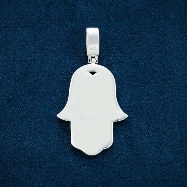 Moissanite Halo Hamsa Hand Pendant 14K Gold - Image 2