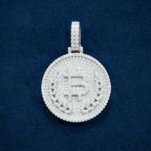Moissanite Bitcoin Pendant 14K Gold