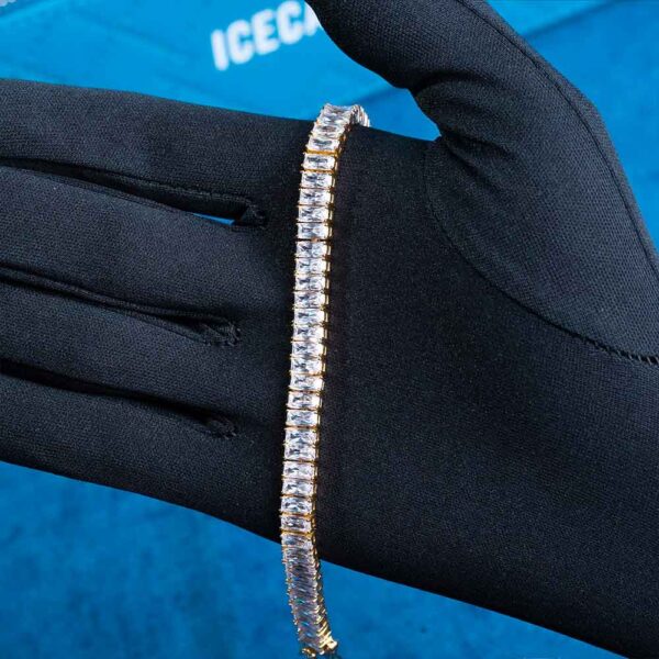8MM Moissanite Baguette Tennis Bracelet 14K Gold - Image 3
