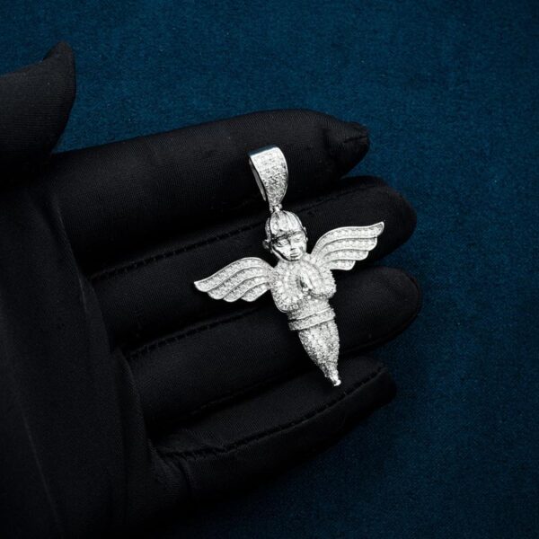 Moissanite Angel Pendant 14K Gold - Image 3