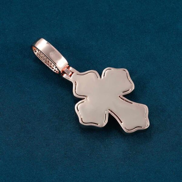 Moissanite Baguette Cross Pendant 14K Gold - Image 2