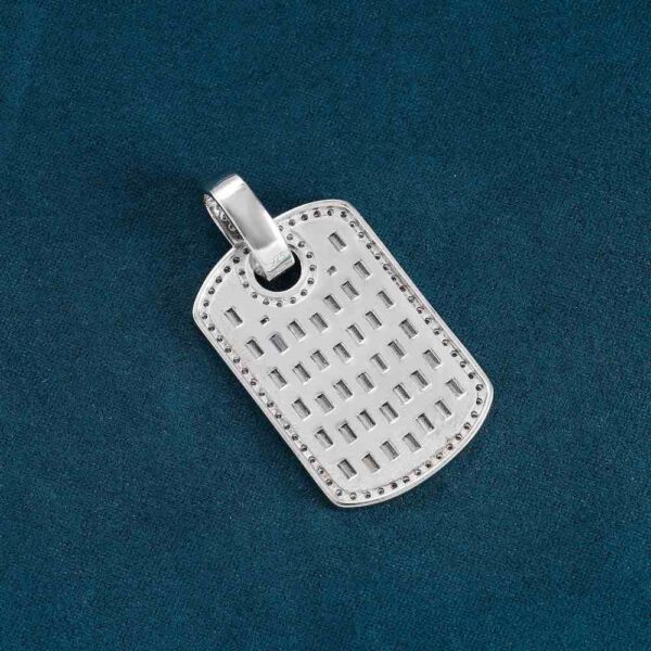 Moissanite Baguette Dog Tag Pendant 14K Gold - Image 2