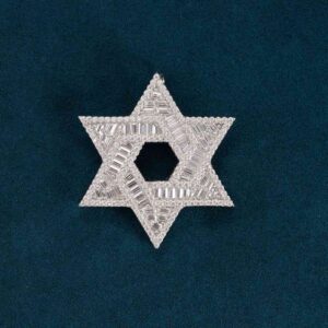 Moissanite Baguette Star of David Pendant 14K Gold