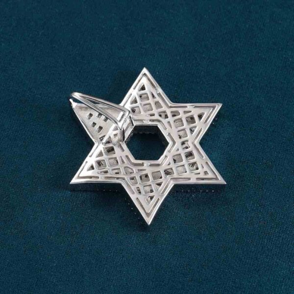 Moissanite Baguette Star of David Pendant 14K Gold - Image 2