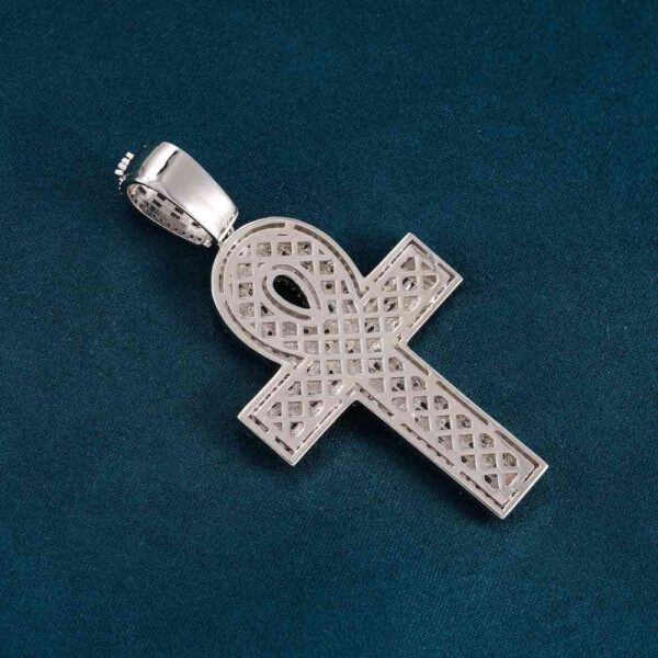 Moissanite Baguette Ankh Pendant 14K Gold - Image 2