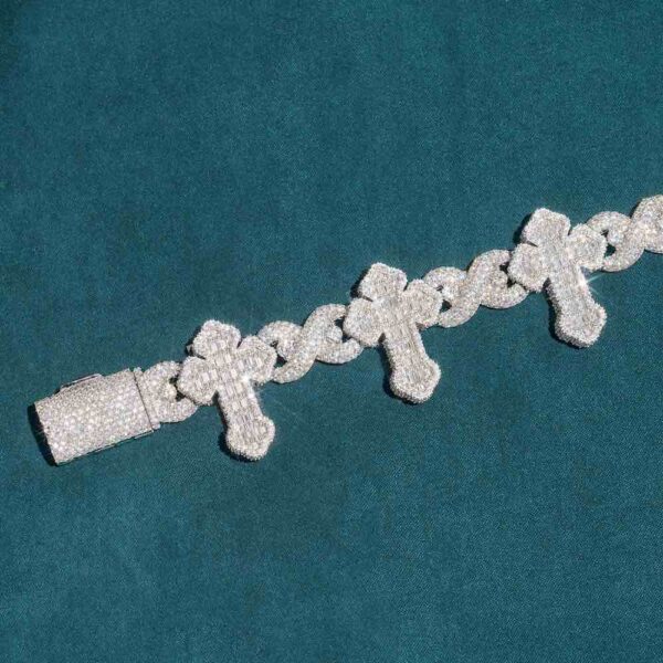 15MM Moissanite Cross Infinity Link Bracelet - Image 3