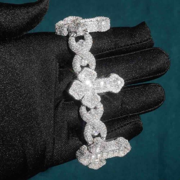 15MM Moissanite Cross Infinity Link Bracelet - Image 2