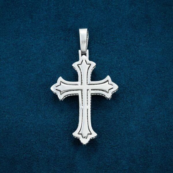 Moissanite Cross Pendant 14K Gold - Image 2