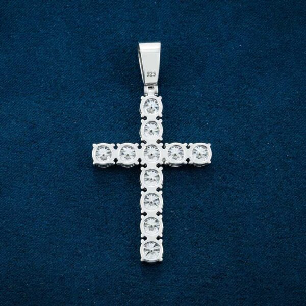 Moissanite Solitaire Cross Pendant 14K Gold - Image 2