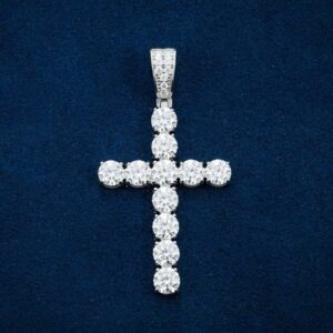 Moissanite Solitaire Cross Pendant 14K Gold