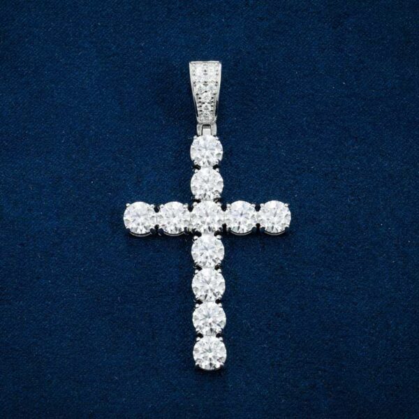 Moissanite Solitaire Cross Pendant 14K Gold