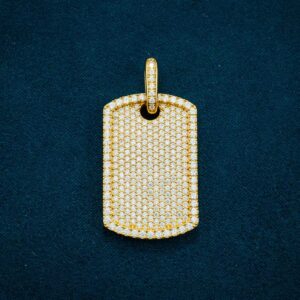 Moissanite Dog Tag Pendant 14K Gold