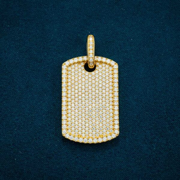Moissanite Dog Tag Pendant 14K Gold