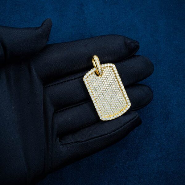 Moissanite Dog Tag Pendant 14K Gold - Image 3