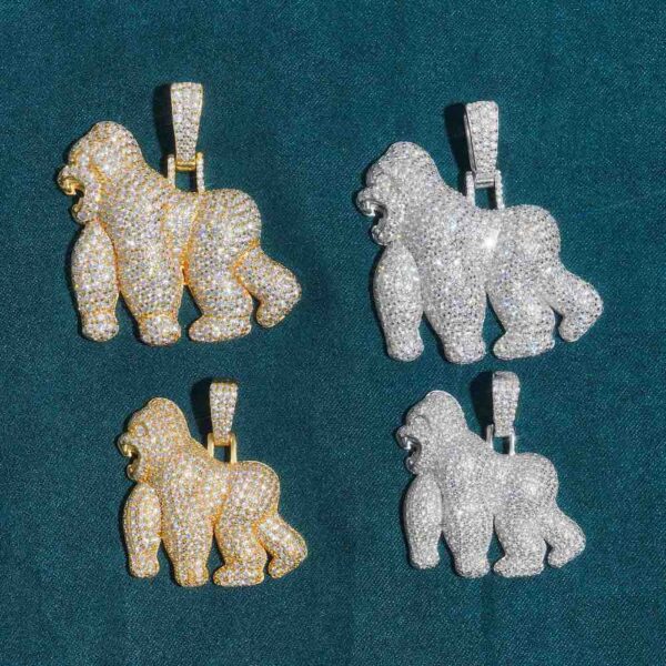 Moissanite Gorilla Pendant 14K Gold - Image 2