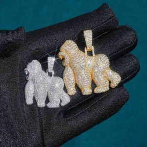 Moissanite Gorilla Pendant 14K Gold