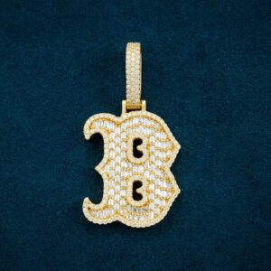 Moissanite Letter "B" Pendant 14K Gold