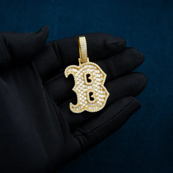 Moissanite Letter "B" Pendant 14K Gold - Image 3