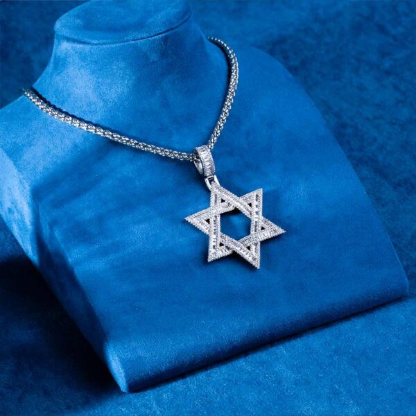 Moissanite Star of David Pendant 14K Gold - Image 3