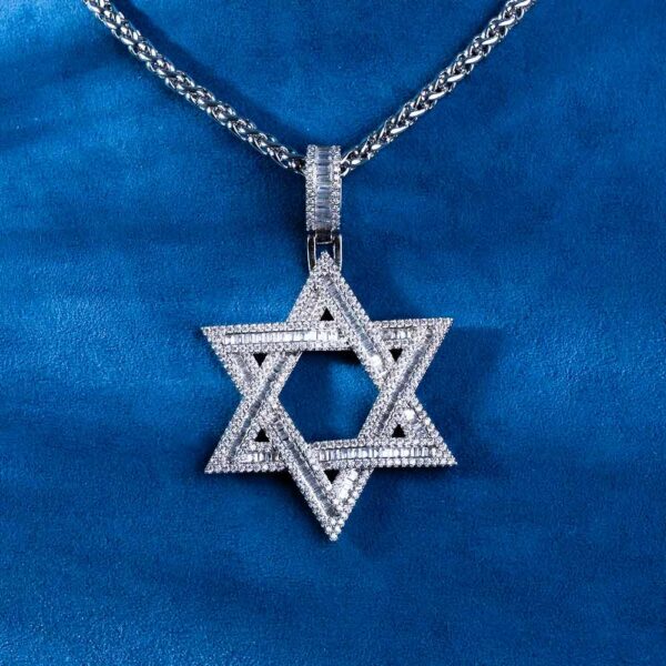 Moissanite Star of David Pendant 14K Gold