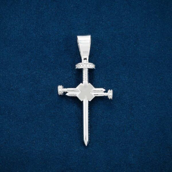 Moissanite Nail Cross Pendant 14K Gold - Image 2
