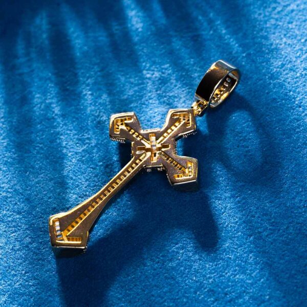 Moissanite Wrapped Cross Pendant 14K Gold - Image 2