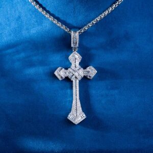 Moissanite Wrapped Cross Pendant 14K Gold