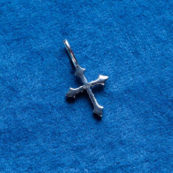 Moissanite Small Fleur Cross Pendant 14K Gold - Image 2