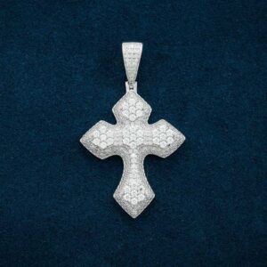 Moissanite Syriac Cross Pendant 14K Gold
