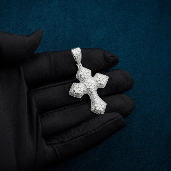 Moissanite Syriac Cross Pendant 14K Gold - Image 3