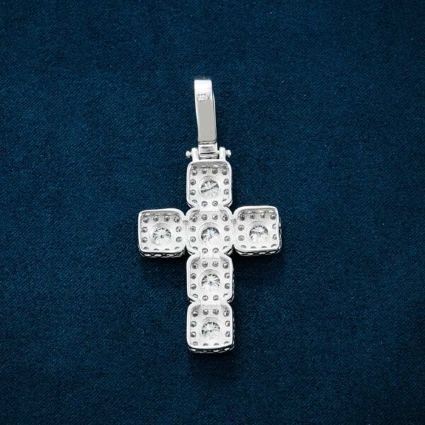 Moissanite Halo Cross Pendant 14K Gold - Image 2