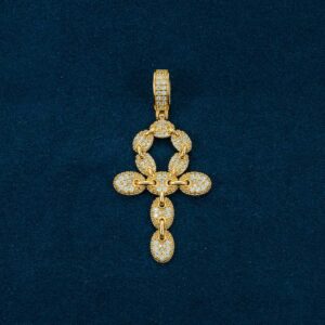 Moissanite Ankh Pendant 14K Gold